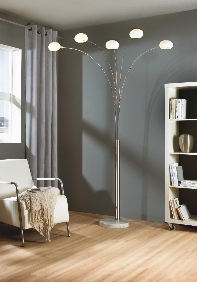 BOGENLEUCHTE 140/110/210 cm    - Opal, Design, Glas/Stein (140/110/210cm) - Globo