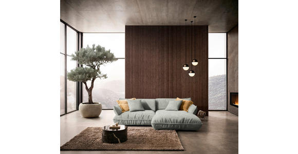 ECKSOFA  in Flachgewebe Silberfarben  264/185 cm  - Silberfarben/Schwarz, Design, Kunststoff/Textil (264/185cm) - Belluti