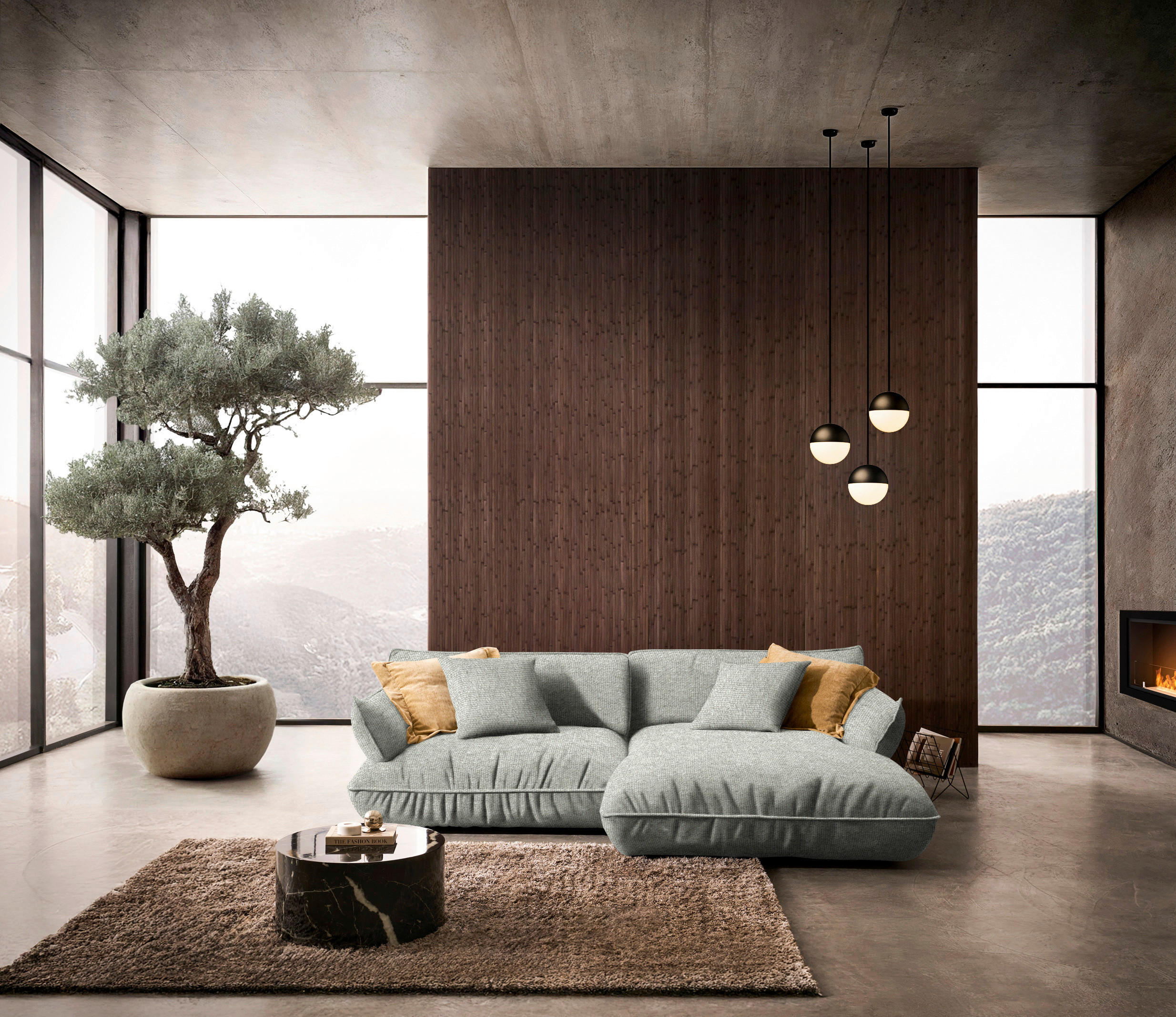 ECKSOFA  in Flachgewebe Silberfarben  264/185 cm  - Silberfarben/Schwarz, Design, Kunststoff/Textil (264/185cm) - Belluti