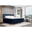 BOXSPRINGBETT 180/200 cm  in Dunkelblau  - Chromfarben/Dunkelblau, KONVENTIONELL, Textil/Metall (180/200cm) - Carryhome