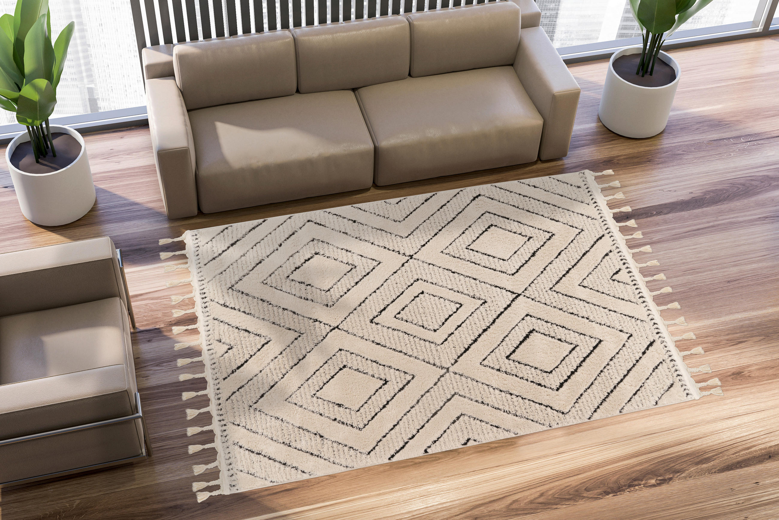 HOCHFLORTEPPICH 160/230 cm Weiß  - Weiß, KONVENTIONELL, Textil (160/230cm)