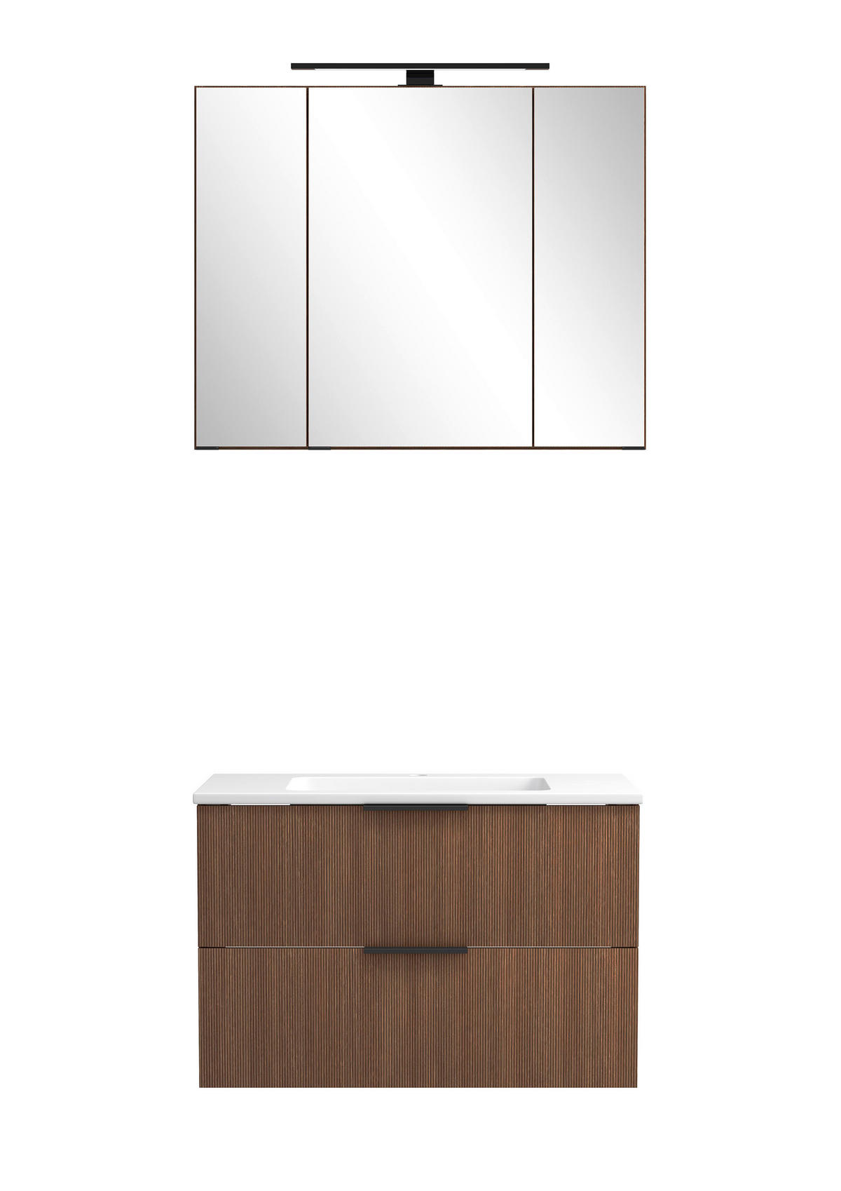 BADEZIMMER 3-teilig  in 80 cm  - Dunkelbraun/Schwarz, Natur, Glas/Holzwerkstoff (80cm) - Held