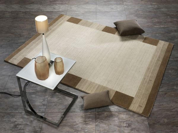 WOLLTEPPICH 90/160 cm Alagis Border Naturfarben, Beige  - Beige/Naturfarben, KONVENTIONELL, Textil (90/160cm) - Cazaris