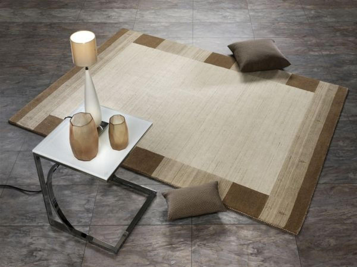 WOLLTEPPICH 90/160 cm Alagis Border Naturfarben, Beige  - Beige/Naturfarben, KONVENTIONELL, Textil (90/160cm) - Cazaris