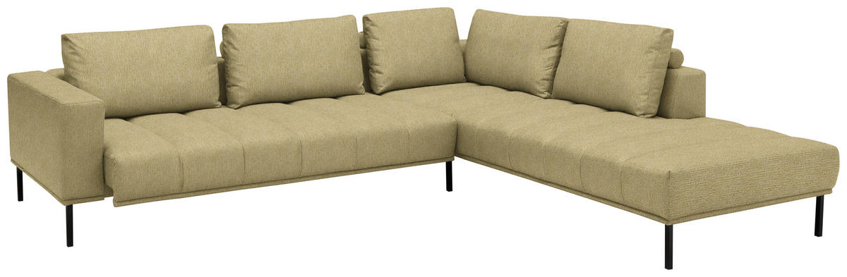 ECKSOFA  in Flachgewebe Grün, Goldfarben  308/270 cm  - Goldfarben/Schwarz, Design, Textil/Metall (308/270cm) - Pure Home Lifestyle