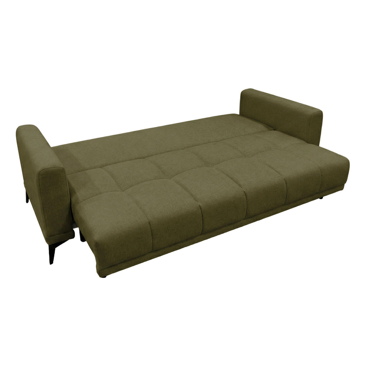 SCHLAFSOFA GRANDE Chenille Grün  inkl. Zierkissen, Rückenkissen, Bettkasten  - Schwarz/Grün, Design, Textil/Metall (238/83/98cm) - MID.YOU