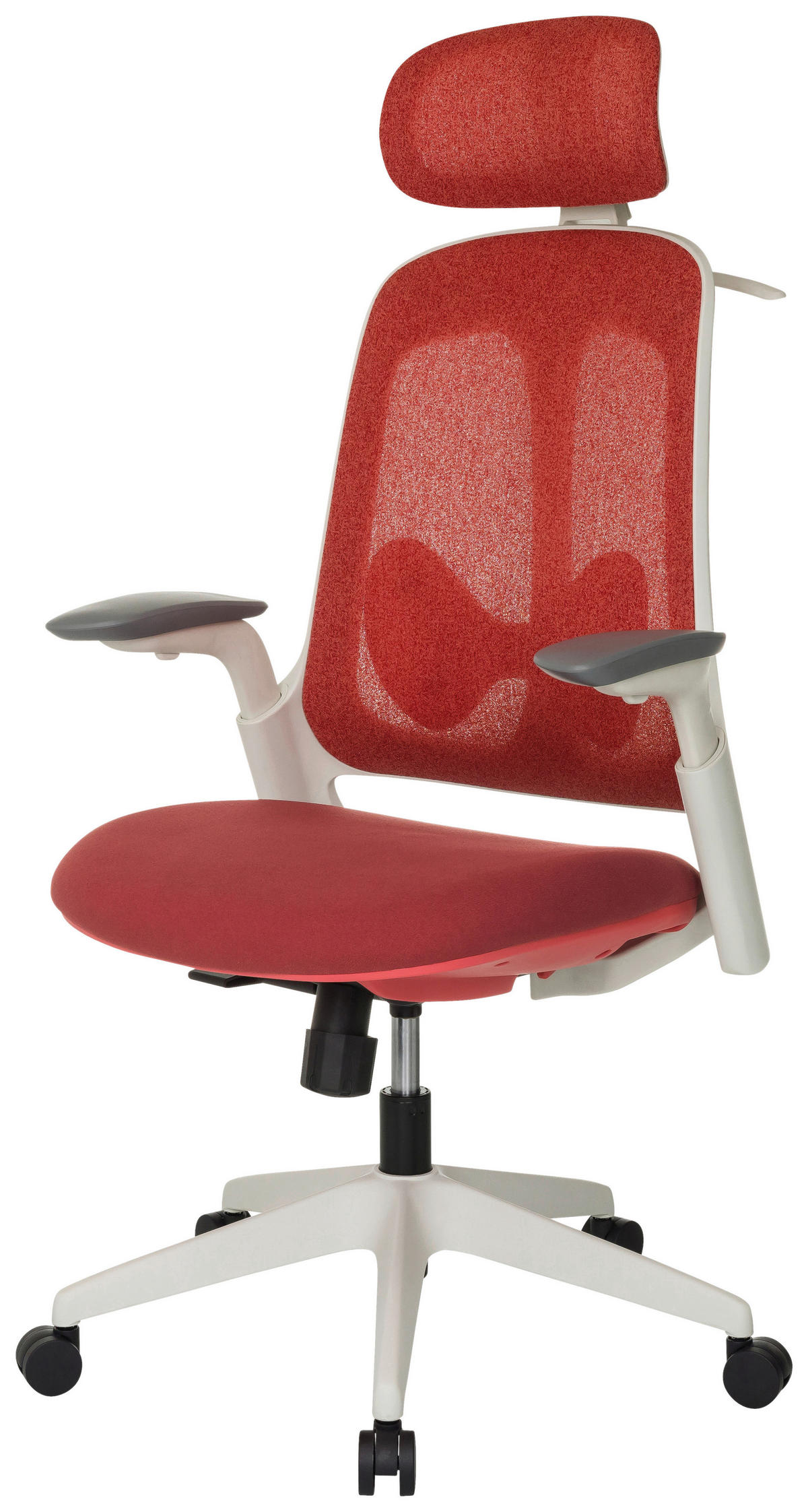 DREHSTUHL Netzbespannung Rot  - Rot/Weiß, MODERN, Kunststoff/Textil (66/115-131/66cm) - MID.YOU