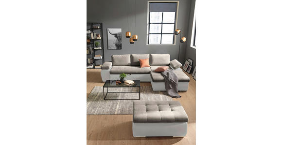 ECKSOFA  in Flachgewebe Weiß, Beige  271/175 cm  - Beige/Weiß, Design, Kunststoff/Textil (271/175cm) - Xora