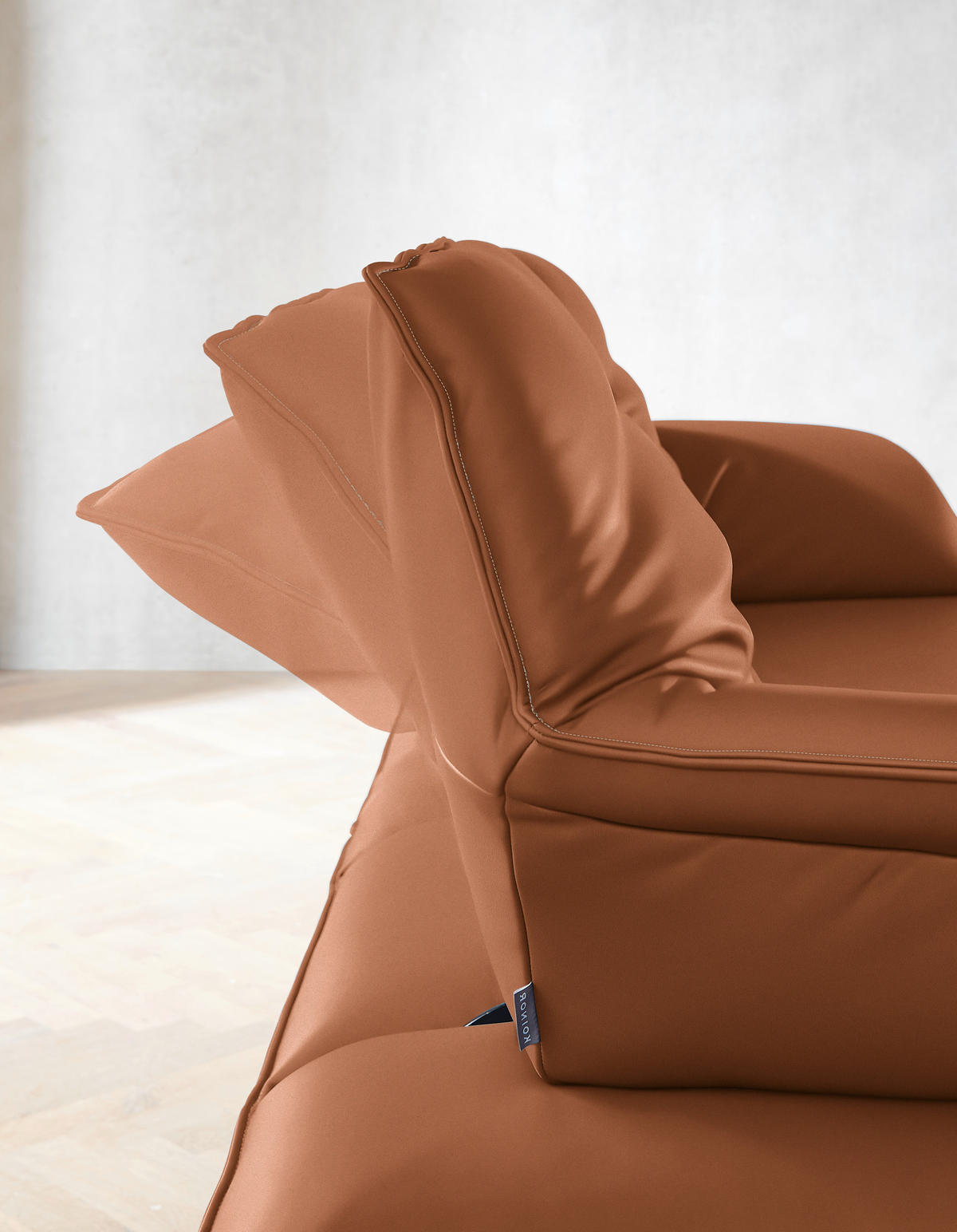 ECKSOFA in Echtleder Cognac  - Cognac/Beige, Design, Leder/Metall (252/169cm) - Koinor