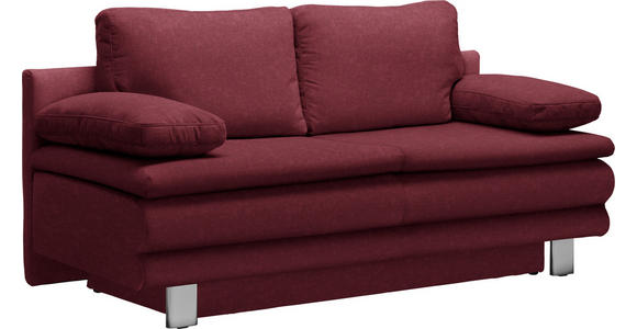 SCHLAFSOFA in Weinrot  - Chromfarben/Weinrot, Design, Textil/Metall (194/96/86cm) - Novel