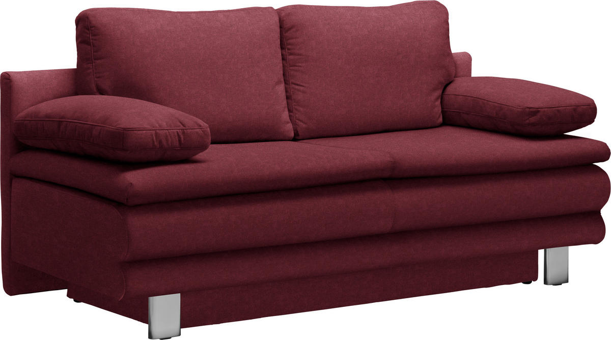 SCHLAFSOFA in Weinrot  - Chromfarben/Weinrot, Design, Textil/Metall (194/96/86cm) - Novel