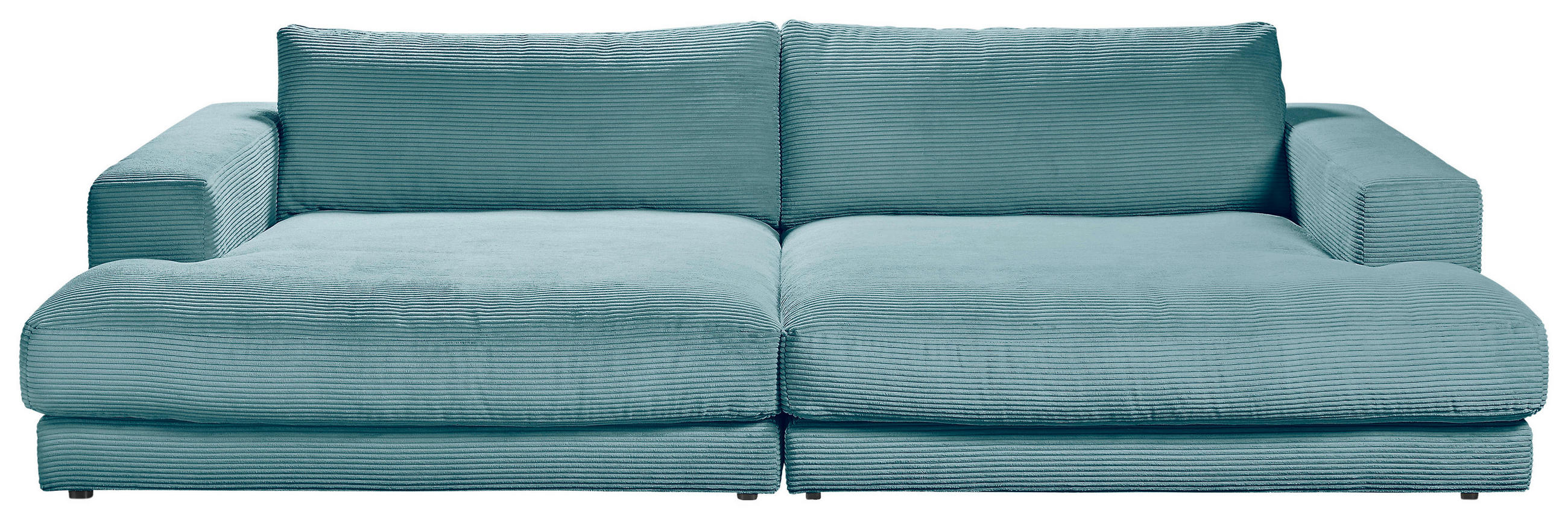 MEGASOFA Cord Petrol  - Petrol/Schwarz, Design, Kunststoff/Textil (290/86/170cm) - Pure Home Lifestyle