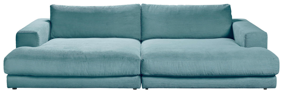 MEGASOFA Cord Petrol  - Petrol/Schwarz, Design, Kunststoff/Textil (290/86/170cm) - Pure Home Lifestyle
