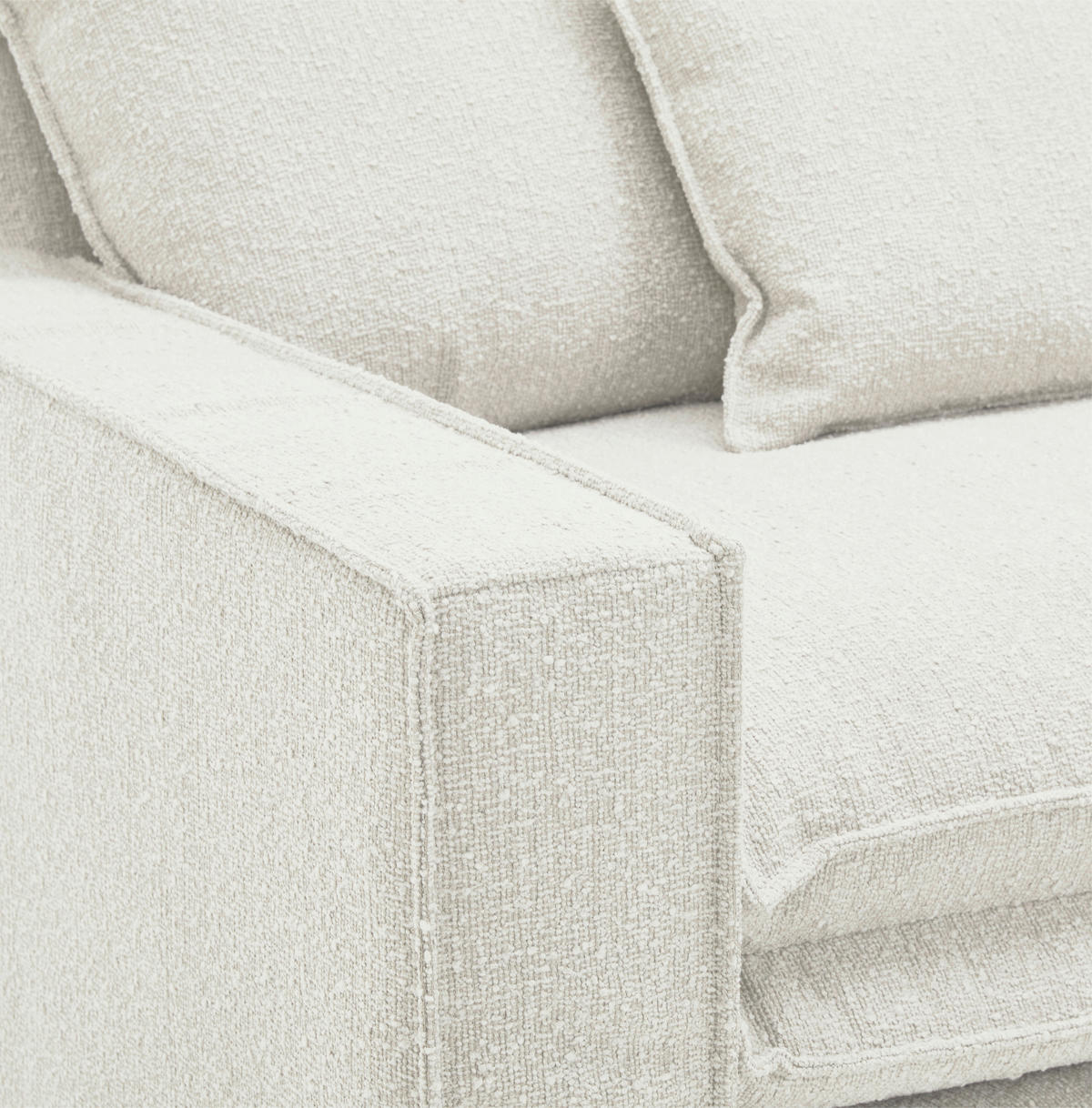 HUSSEN-SESSEL in Bouclé Weiss  - Weiss/Schwarz, Trend, Kunststoff/Textil (129/92/105cm) - Livetastic