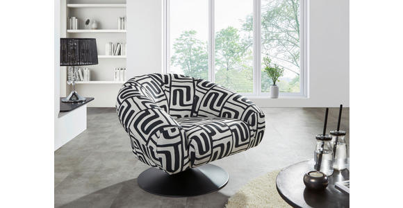SESSEL in Flachgewebe Schwarz, Weiß - Schwarz/Weiß, KONVENTIONELL, Textil/Metall (90/67/82cm) - Carryhome