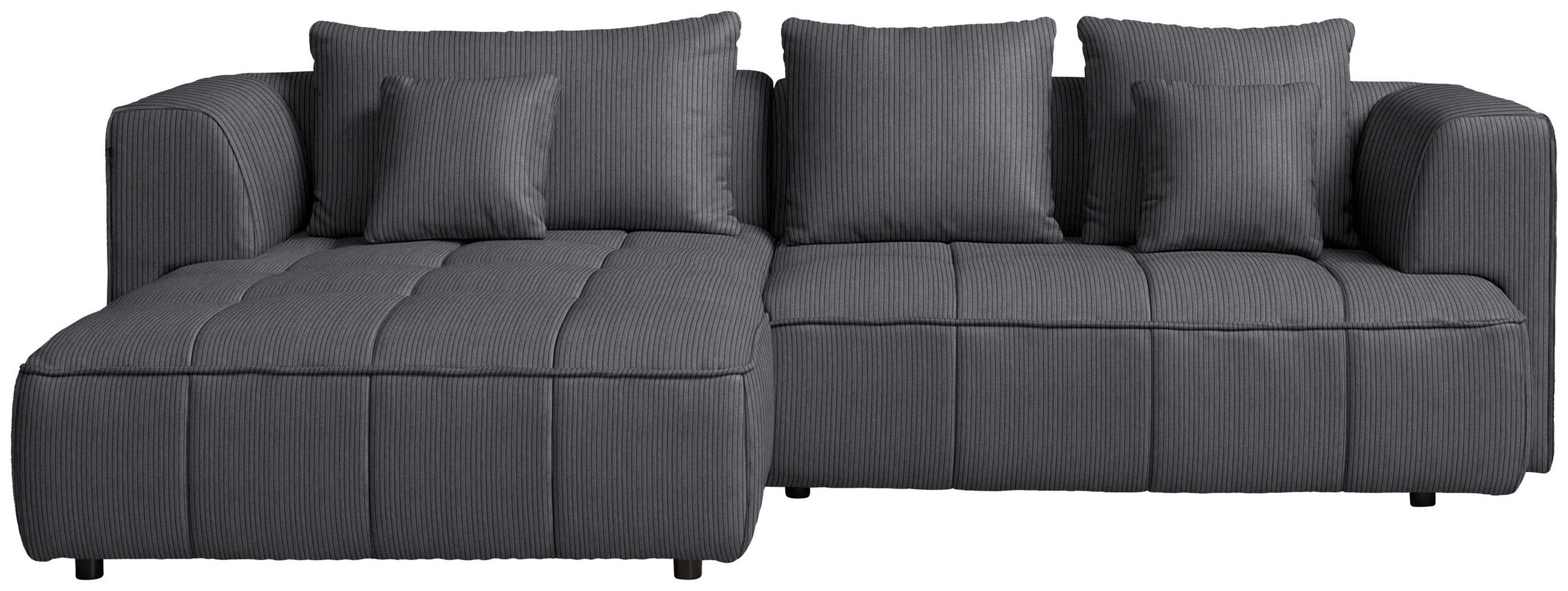 ECKSOFA Feincord Dunkelgrau  - Dunkelgrau/Schwarz, Design, Kunststoff/Textil (188/288cm) - Welnova