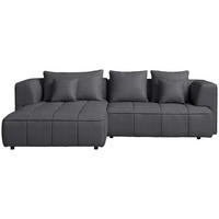 ECKSOFA Feincord Dunkelgrau  - Dunkelgrau/Schwarz, Design, Kunststoff/Textil (188/288cm) - Welnova
