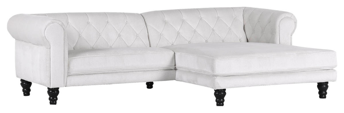 HÖRNSOFFA i plysch vit  - vit/mörkbrun, Design, trä/textil (260/160cm) - MID.YOU