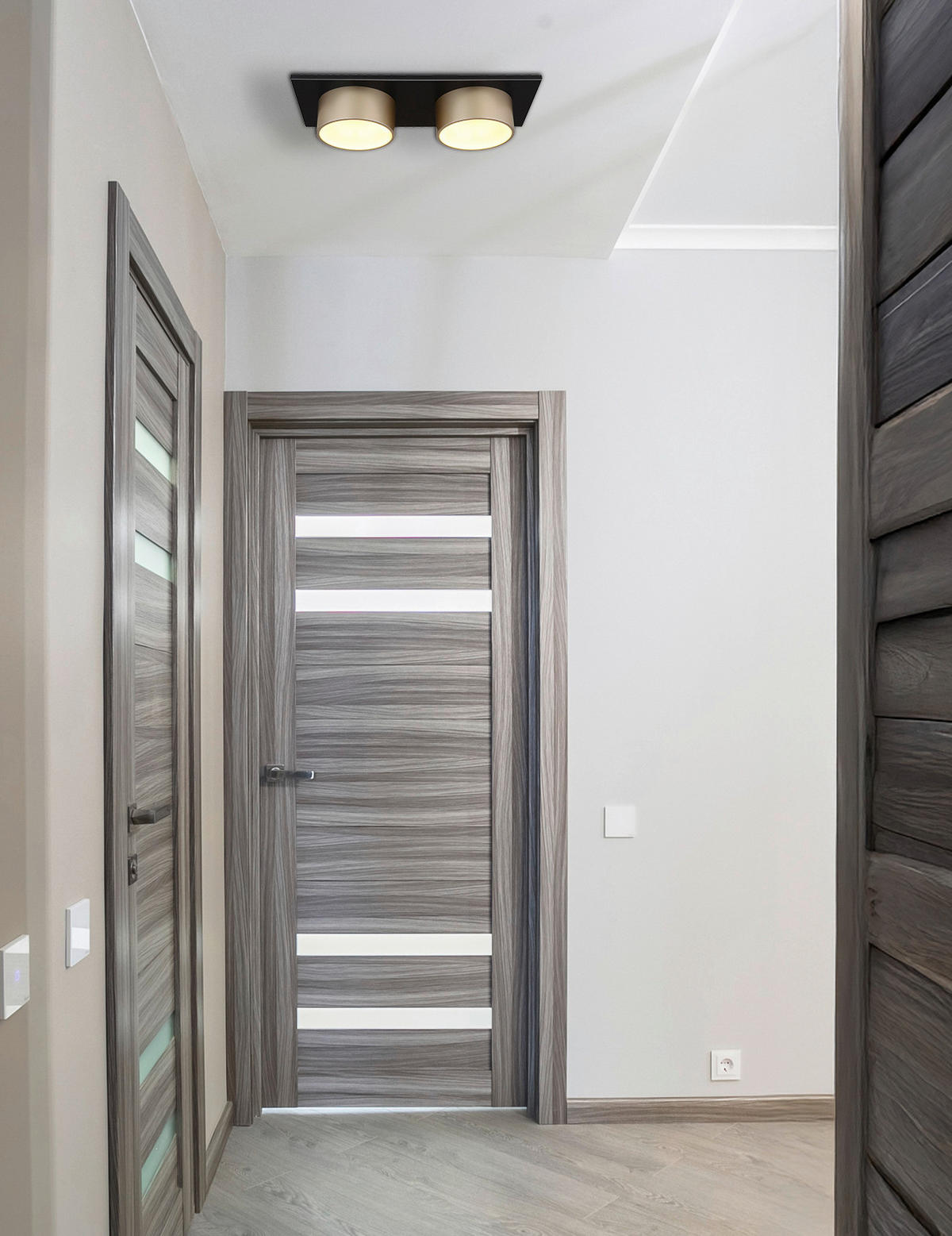 DECKENLEUCHTE 46/20/11,3 cm  - Champagner/Schwarz, Trend, Kunststoff/Metall (46/20/11,3cm) - Collet's Monde