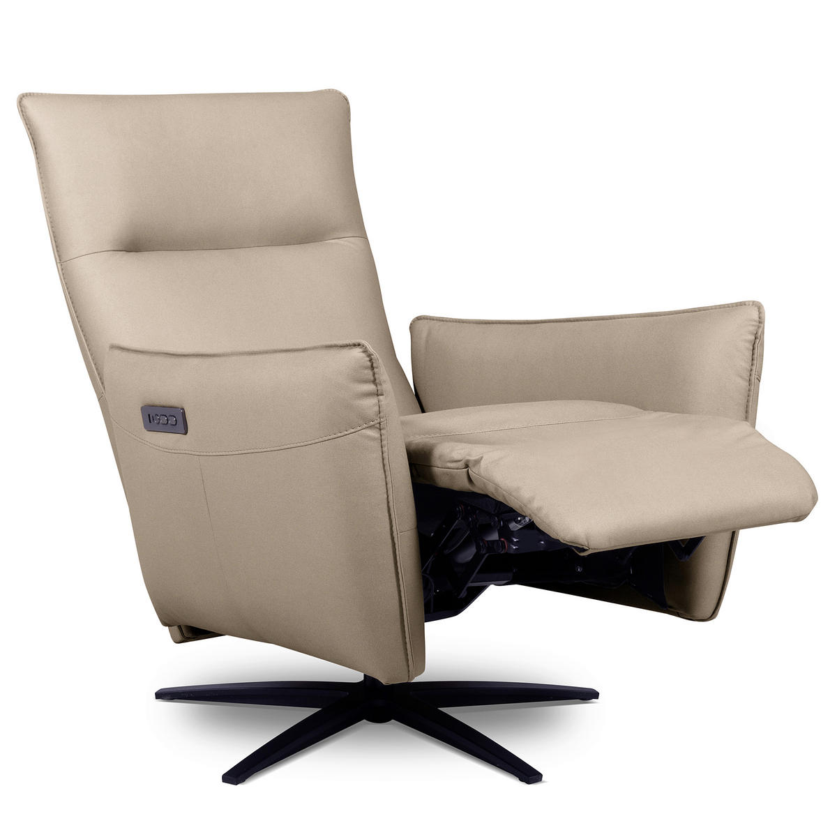 RELAXSESSEL Textil Taupe  - Taupe/Schwarz, Design, Textil/Metall (77/107/88cm) - Livetastic