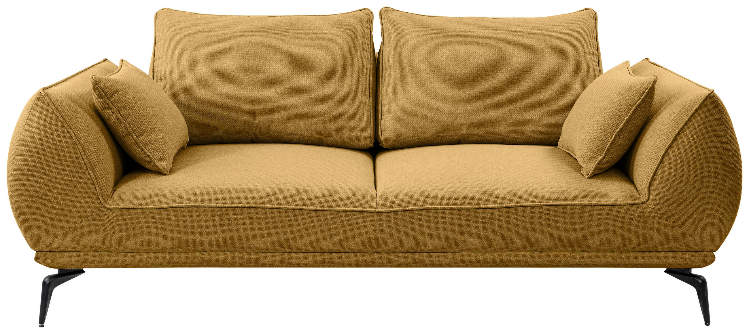 2-SITZER-SOFA Webstoff Gelb  - Gelb/Schwarz, MODERN, Textil/Metall (208/86/118cm) - MID.YOU