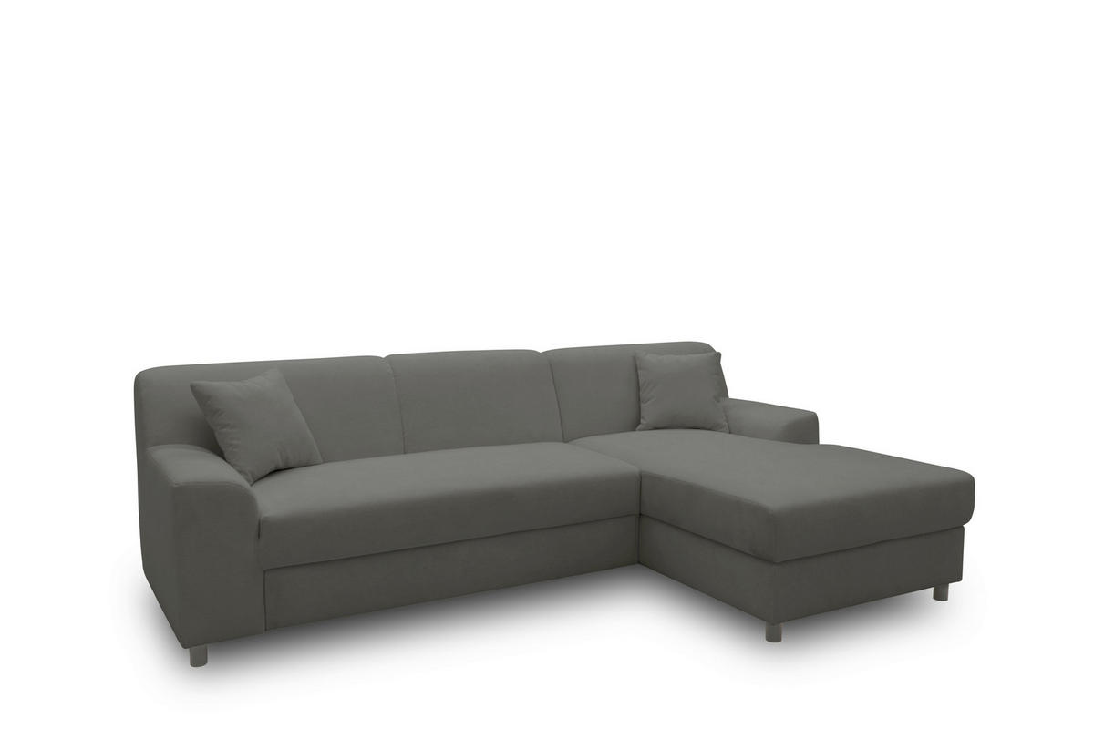 ECKSOFA CAPRI 2 Dunkelgrau Mikrofaser Zierkissen  - Dunkelgrau/Schwarz, Basics, Kunststoff/Textil (241/146cm) - MID.YOU