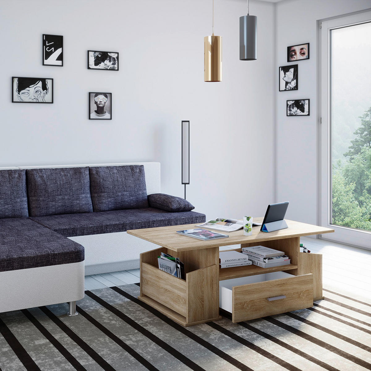 SOFFBORD - silver/ekfärgad, Basics, trämaterial/plast (110/52/44cm) - MID.YOU