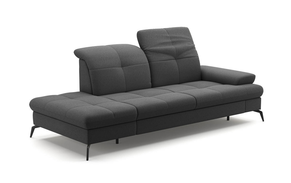 RÉCAMIERE in Flachgewebe Dunkelgrau  - Dunkelgrau/Schwarz, Konventionell, Textil/Metall (231/90/122cm) - Sit & More