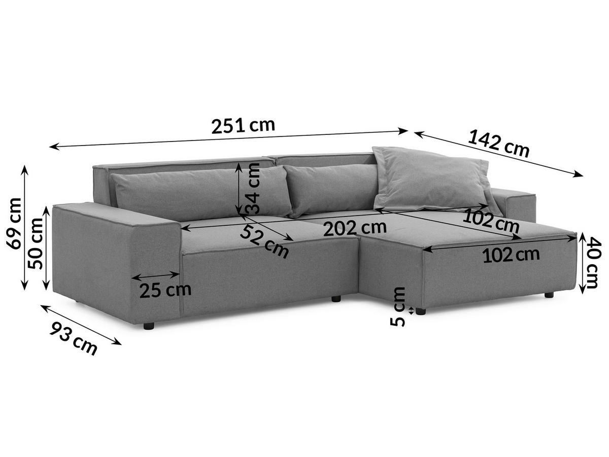 ECKSOFA Webstoff Hellgrau  - Hellgrau/Schwarz, Design, Kunststoff/Textil (251/142cm) - P & B