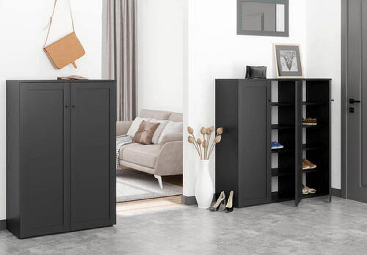 SCHUHSCHRANK  in 121/122/38 cm  - Anthrazit/Schwarz, MODERN, Holzwerkstoff/Kunststoff (121/122/38cm) - Boxxx