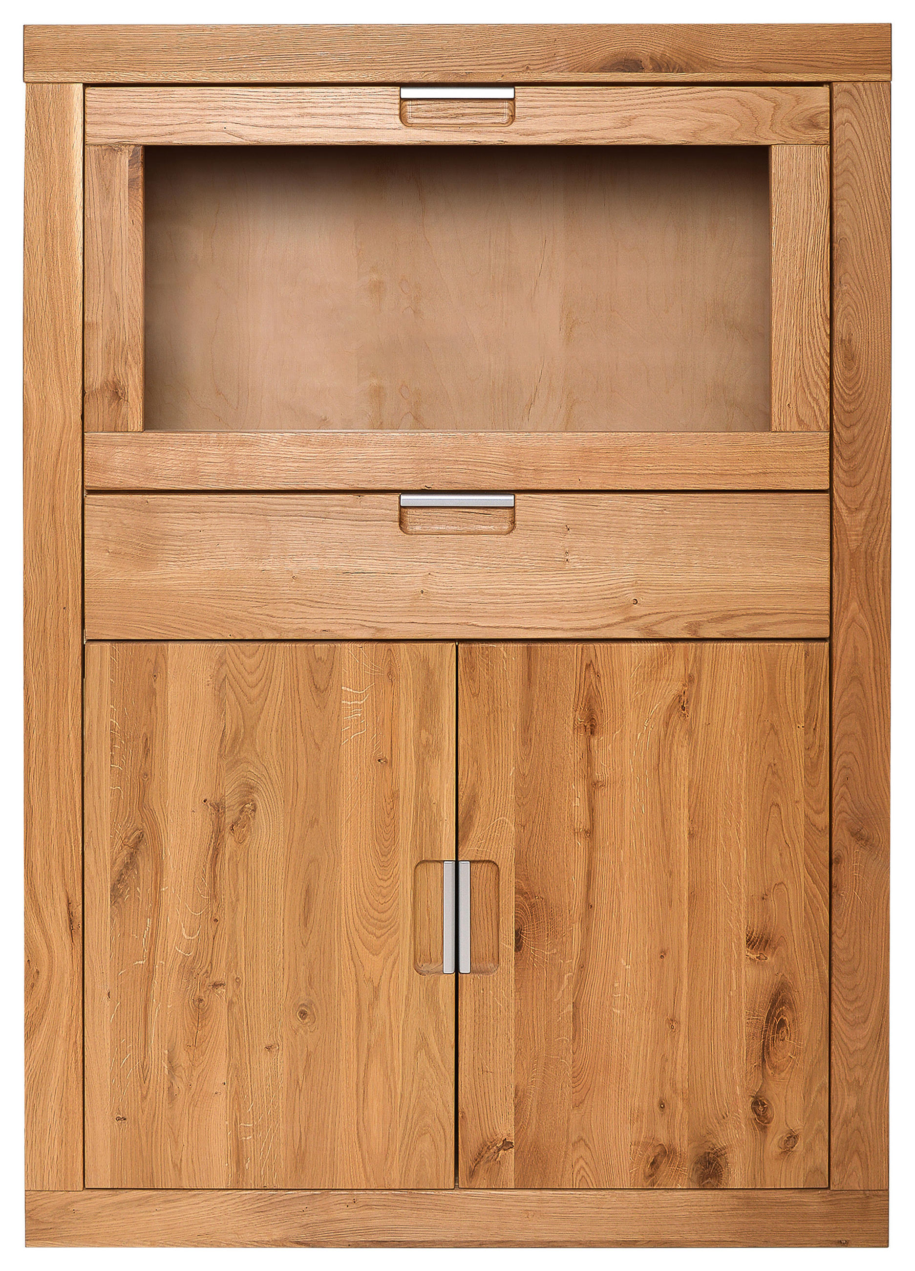 KOMMODE  in 95/126/42 cm  - Wildeiche/Alufarben, Natur, Glas/Holz (95/126/42cm) - Carryhome