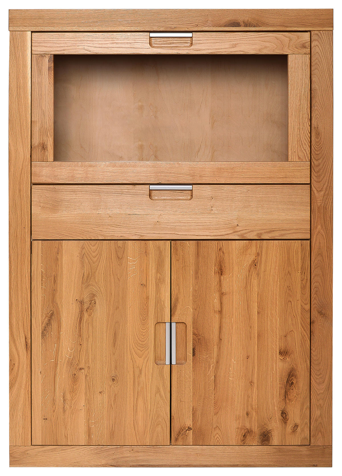 KOMMODE  in 95/126/42 cm  - Wildeiche/Alufarben, Natur, Glas/Holz (95/126/42cm) - Carryhome