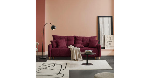 SCHLAFSOFA  in Chenille Bordeaux  - Bordeaux/Buchefarben, Design, Holz/Textil (217/97/101cm) - Carryhome