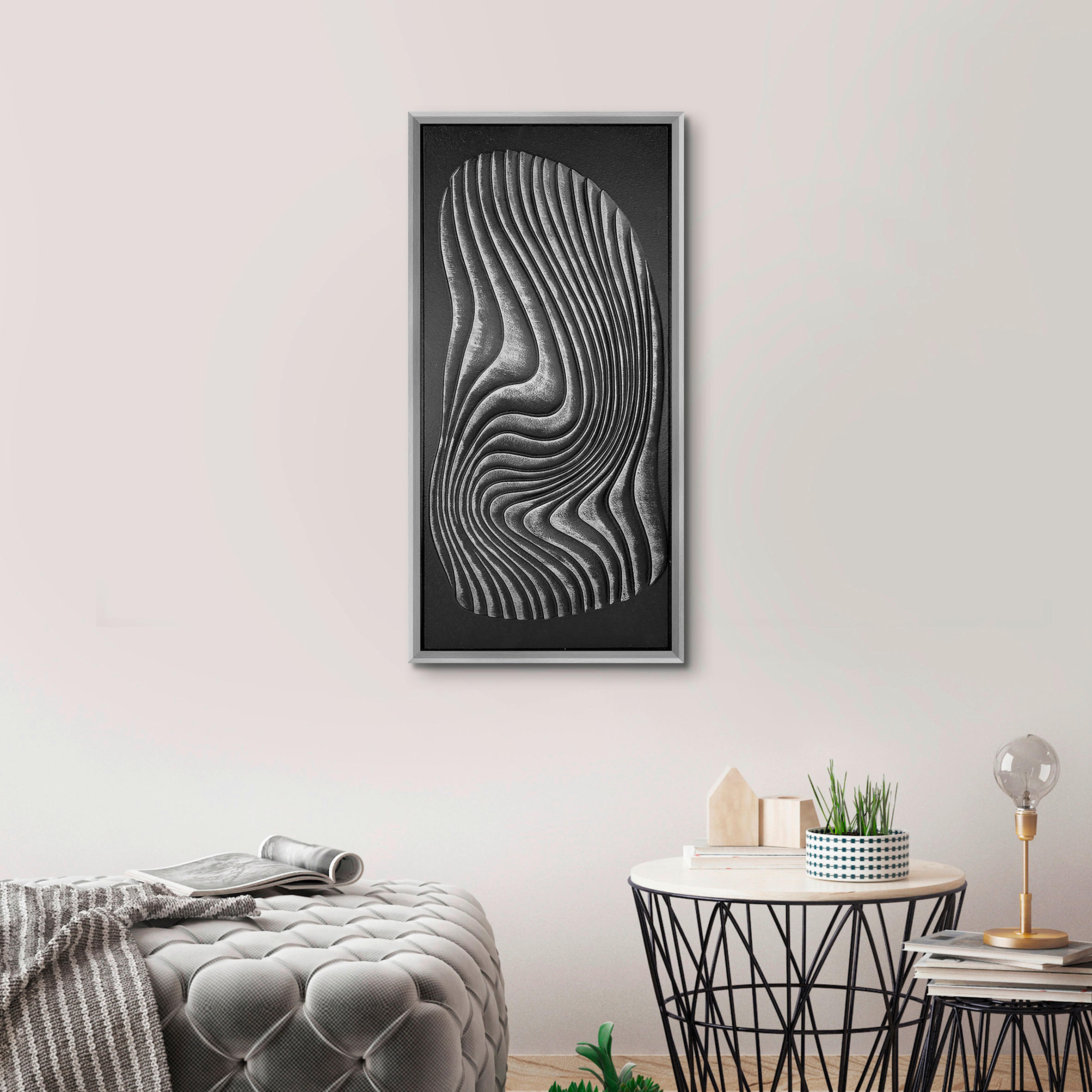 TABLOU ORIGINAL 45/90 cm  - argintiu/multicolor, Design, plastic/material pe bază de lemn (45/90cm) - Monee