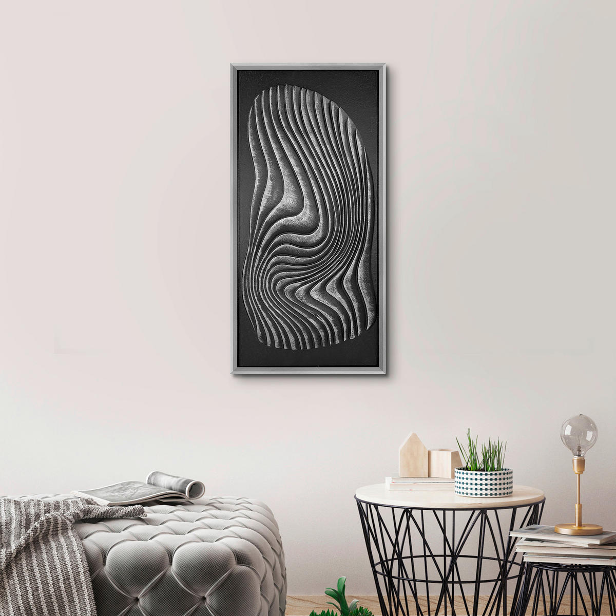 TABLOU ORIGINAL 45/90 cm  - argintiu/multicolor, Design, plastic/material pe bază de lemn (45/90cm) - Monee