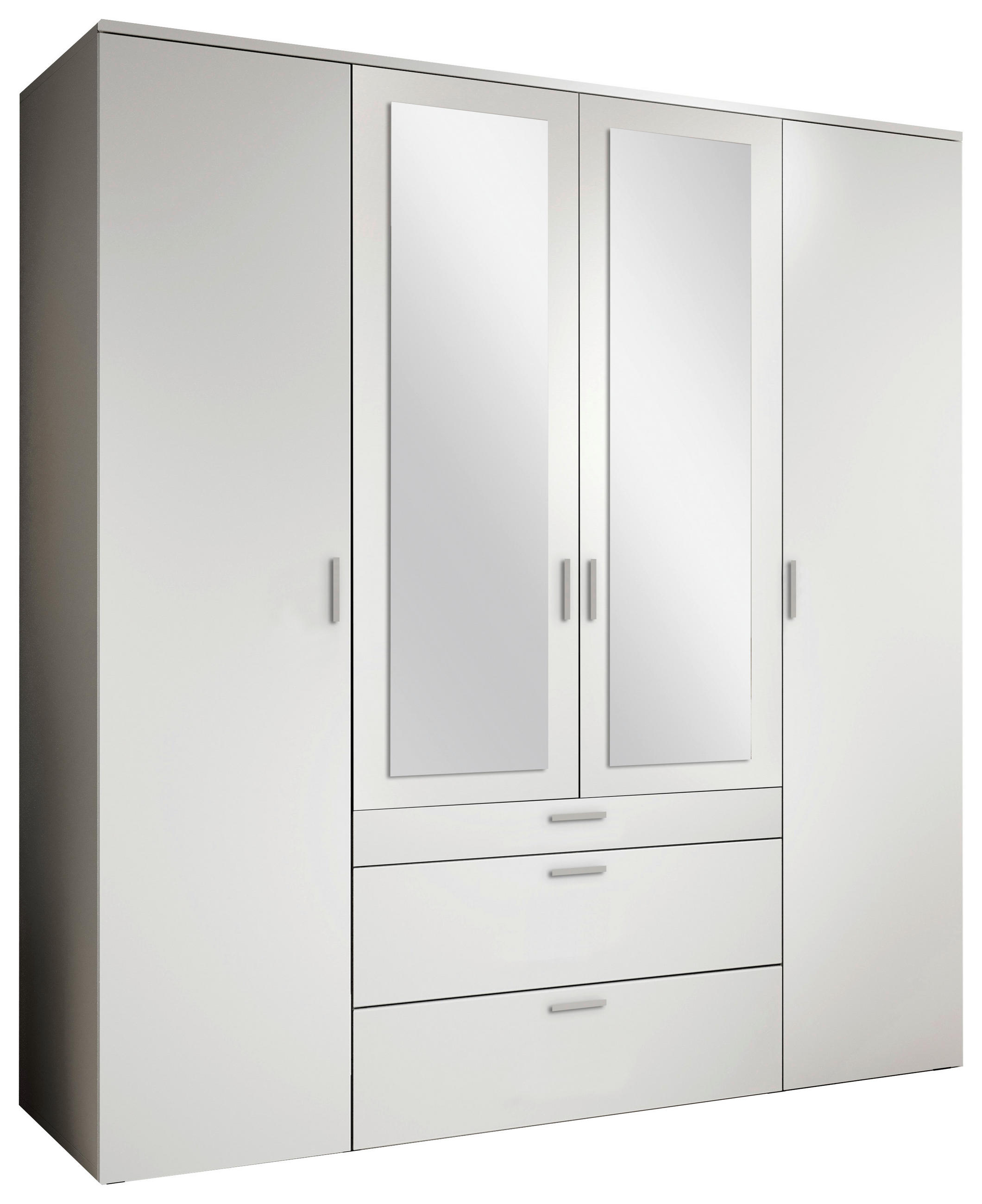 DREHTÜRENSCHRANK 180/195/56 cm 4-türig Weiß  - Alufarben/Weiß, MODERN, Glas/Holzwerkstoff (180/195/56cm) - Livetastic