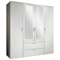 DREHTÜRENSCHRANK in Weiss  - Weiss/Alufarben, Modern, Glas/Holzwerkstoff (180/195/56cm) - Livetastic