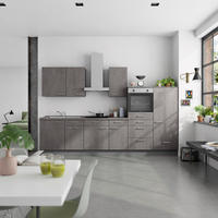 KÜCHENBLOCK Riva 330 cm  in Schieferfarben  - Schieferfarben/Edelstahlfarben, MODERN, Holzwerkstoff/Metall (330cm) - Nobilia