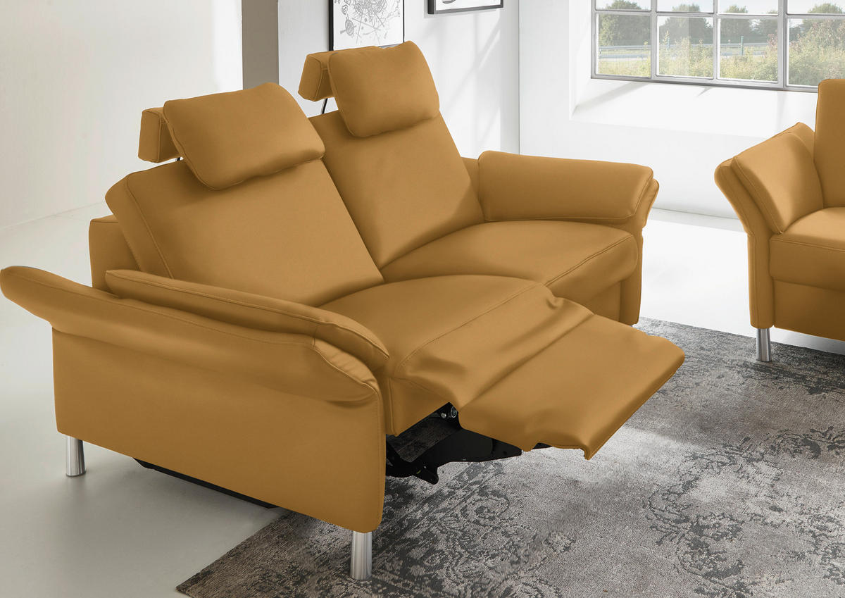 3-SITZER-SOFA in Leder Senfgelb  - Senfgelb/Alufarben, Design, Leder/Metall (190/82/99cm) - Dieter Knoll