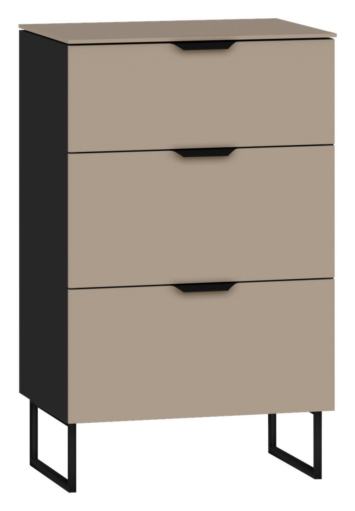 NACHTKÄSTCHEN 45/75/43 cm  in Schwarz, Hellbraun  - Hellbraun/Schwarz, Design, Glas/Holzwerkstoff (45/75/43cm) - Jutzler