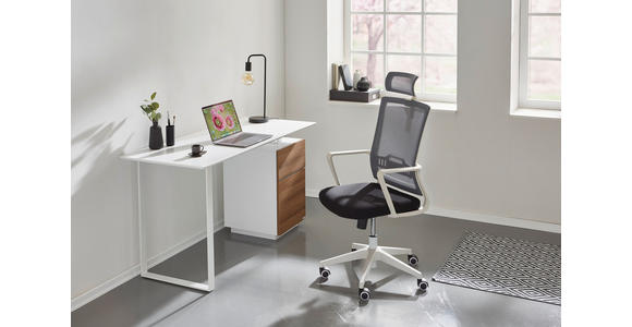 SCHREIBTISCH 140/60/76 cm  in Weiß, Eichefarben  - Eichefarben/Weiß, Design, Holzwerkstoff/Metall (140/60/76cm) - Hom`in