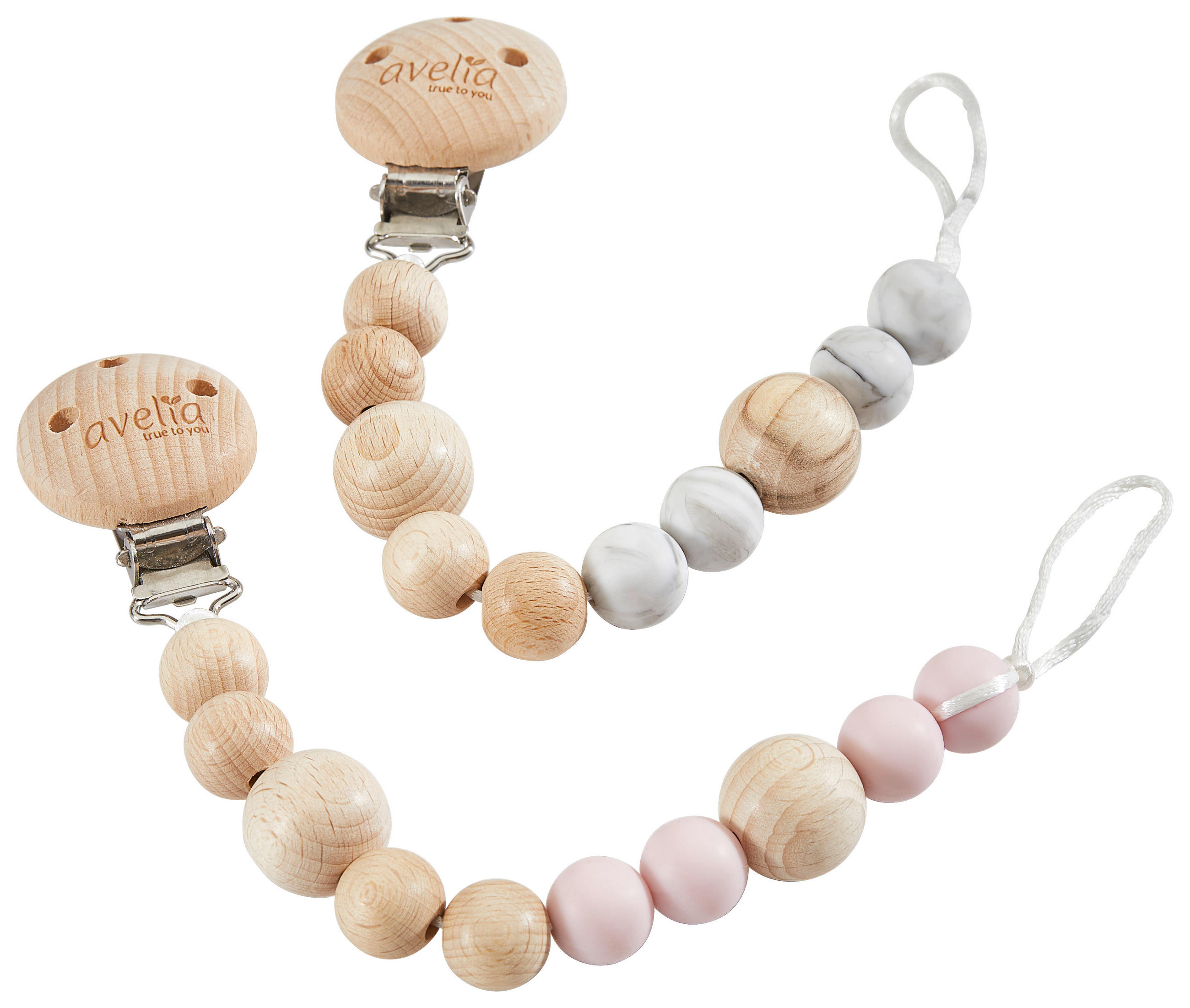SCHNULLERKETTE  - Weiß/Kernbuche, Basics, Holz/Kunststoff (22cm) - Jimmylee