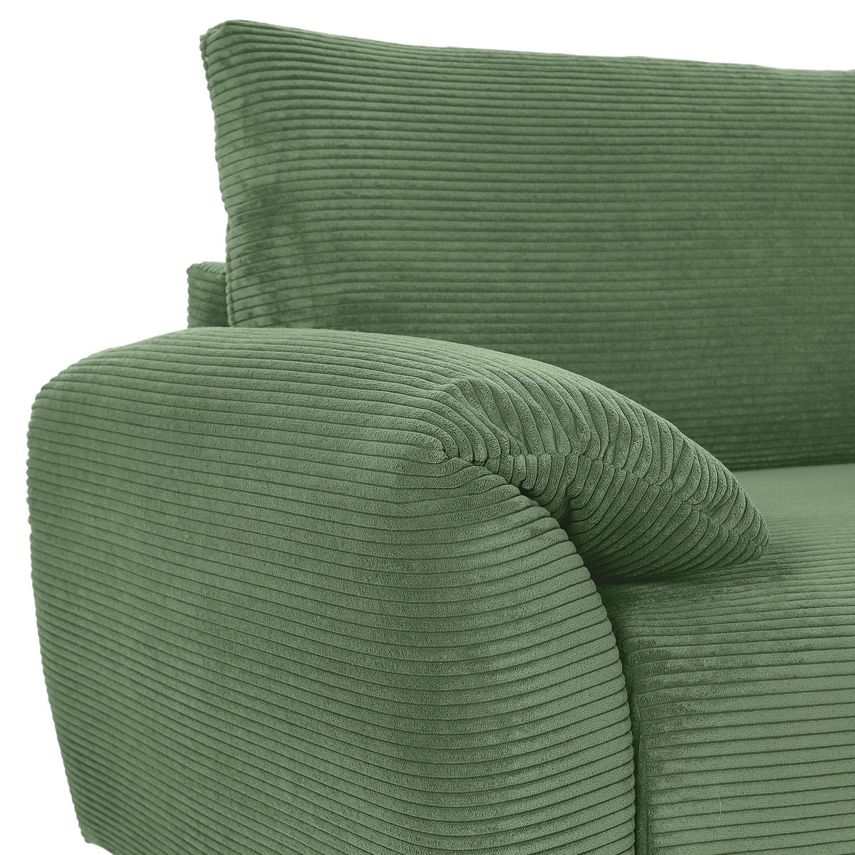 ECKSOFA in Cord Olivgrün  - Schwarz/Olivgrün, Konventionell, Kunststoff/Textil (266/180cm) - MID.YOU