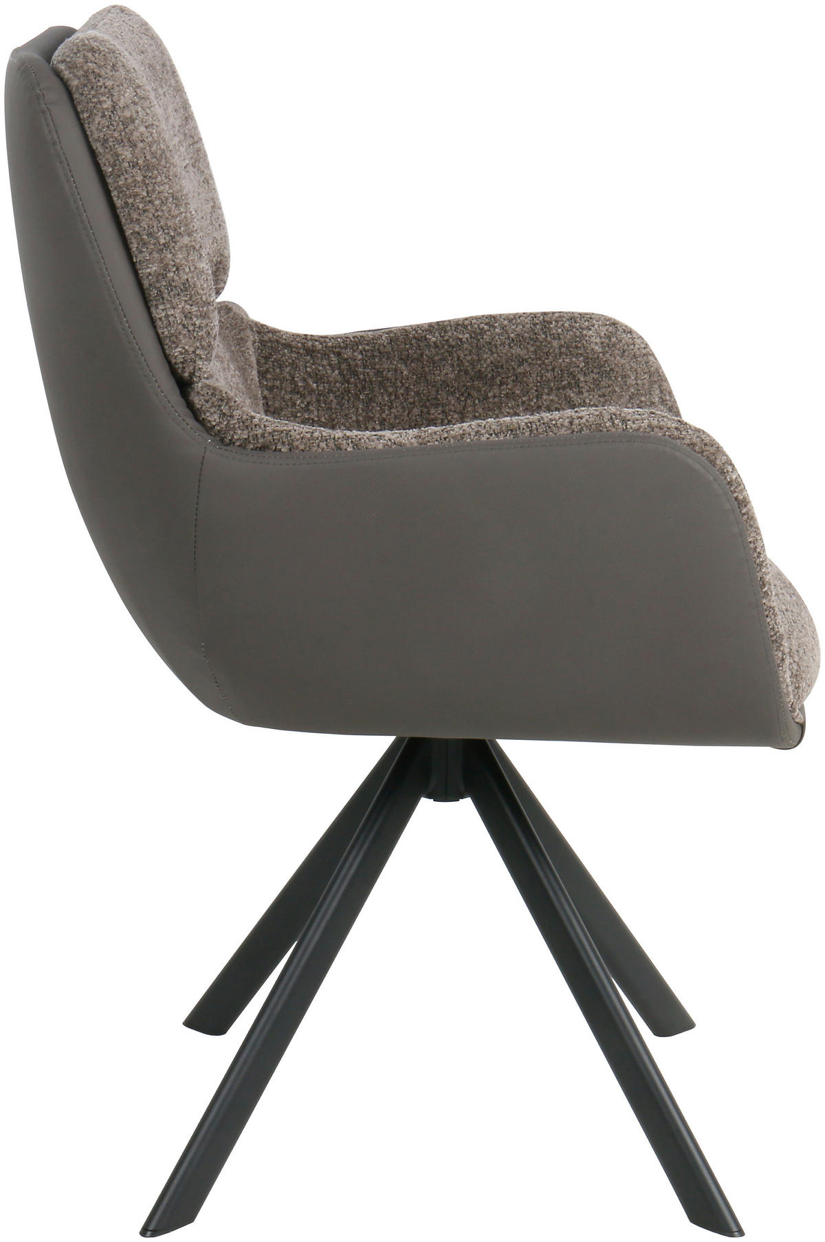 ARMLEHNSTUHL Eisen Webstoff  - Schwarz/Braun, Modern, Textil/Metall (61/91/65cm) - MID.YOU