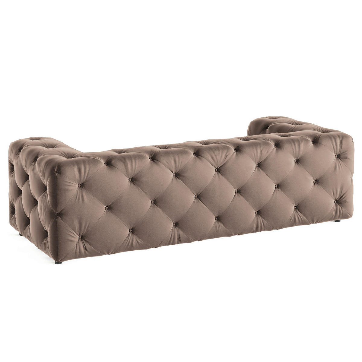 3-SITZER-SOFA Samt Braun  - Schwarz/Braun, Design, Kunststoff/Textil (230/71/100cm) - P & B