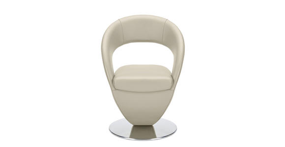 STUHL in Echtleder pigmentiert Leder - Edelstahlfarben/Creme, Design, Leder/Metall (62/86/61cm) - Moderano