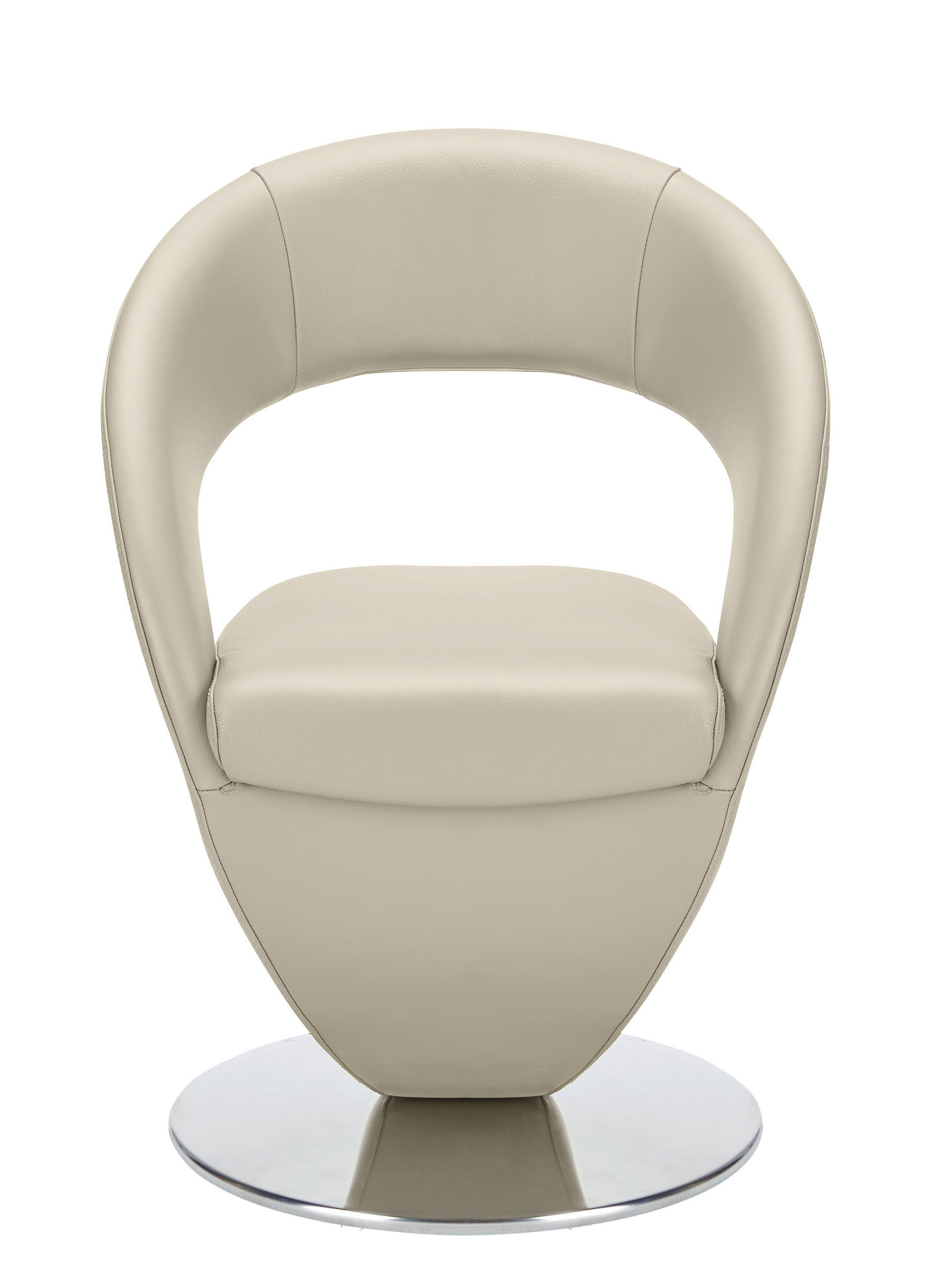 STUHL  in Echtleder pigmentiert  - Edelstahlfarben/Creme, Design, Leder/Metall (62/86/61cm) - Moderano