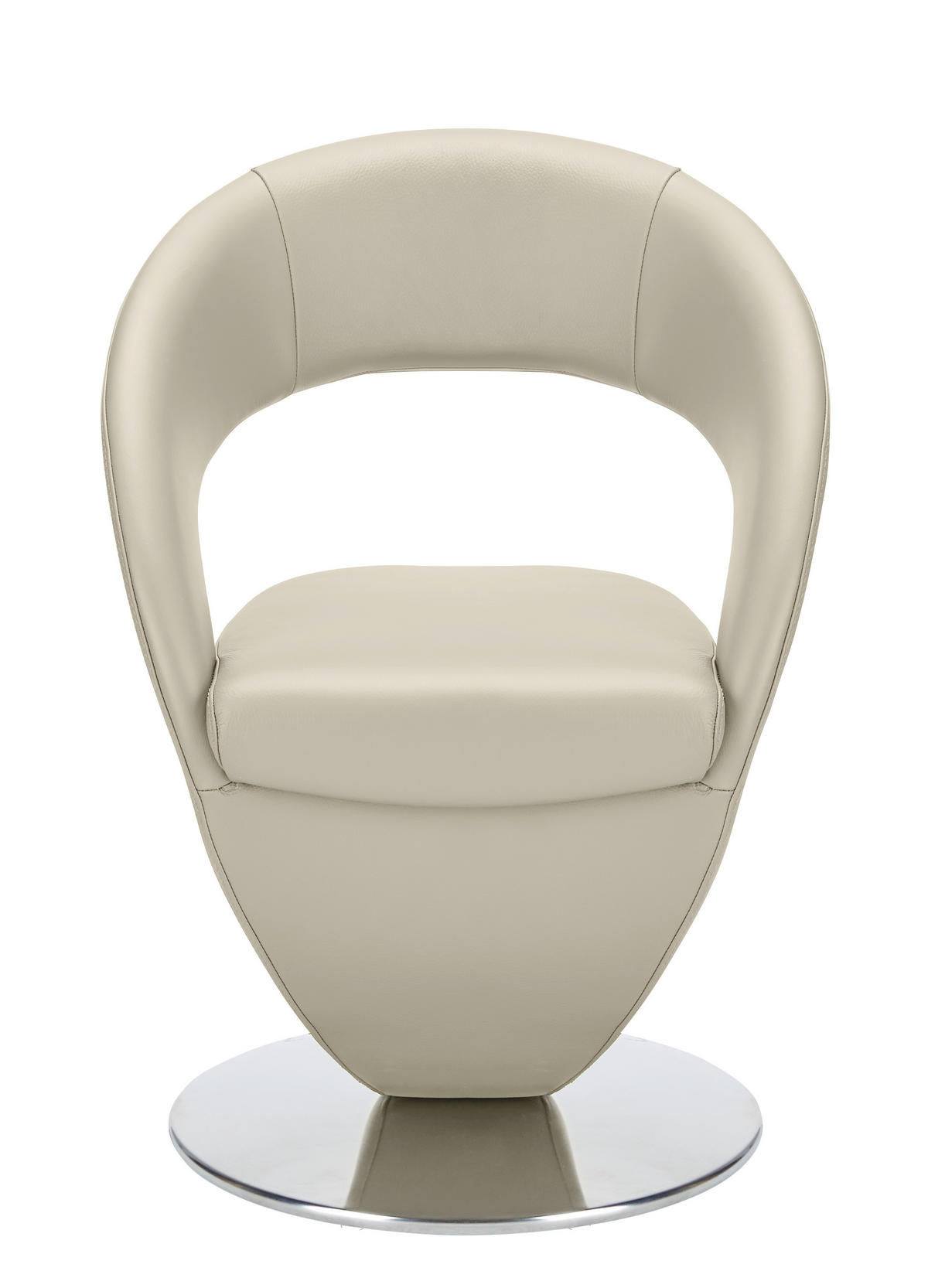 STUHL  in Echtleder pigmentiert  - Edelstahlfarben/Creme, Design, Leder/Metall (62/86/61cm) - Moderano