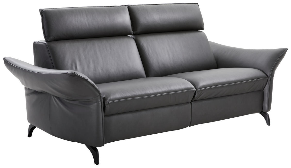 2,5-SITZER Echtleder Dunkelgrau  - Dunkelgrau/Anthrazit, Design, Leder/Metall (194/92/95cm) - Himolla