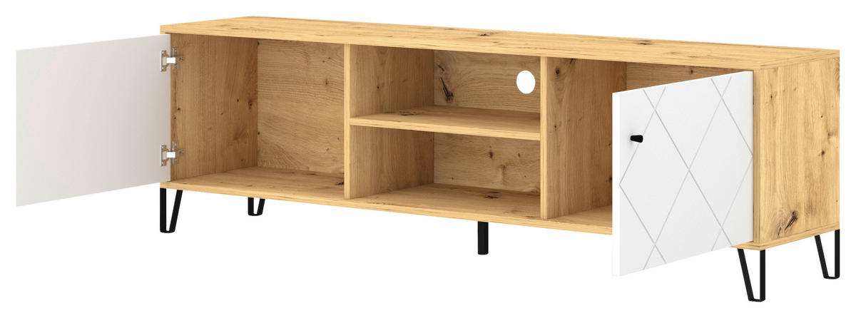 LOWBOARD  in 183,4/55,2/40 cm  - Schwarz/Weiß, Design, Holzwerkstoff/Metall (183,4/55,2/40cm) - Boxxx